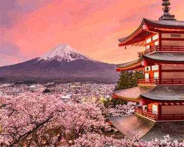 Paint by Numbers Kit - Fuji Cherry Blossoms in Spring