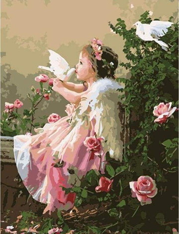 Paint by Numbers Kit - Girl Angel and Doves