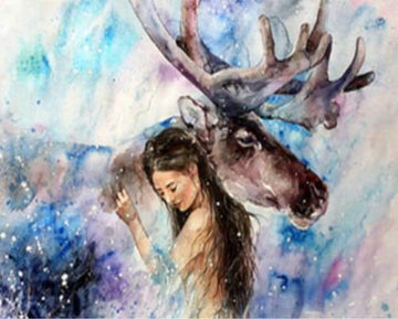 Paint by Numbers Kit - Girl with Moose
