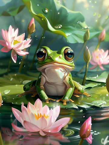 Paint by Numbers Kit - Golden Gaze Frog on Lily Pad