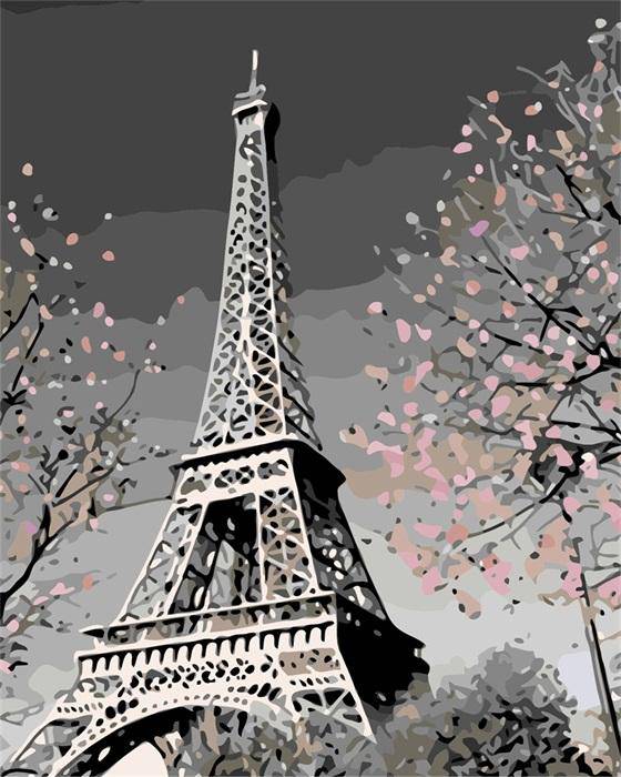 Paint by Numbers Kit - Grey Eiffel Tower