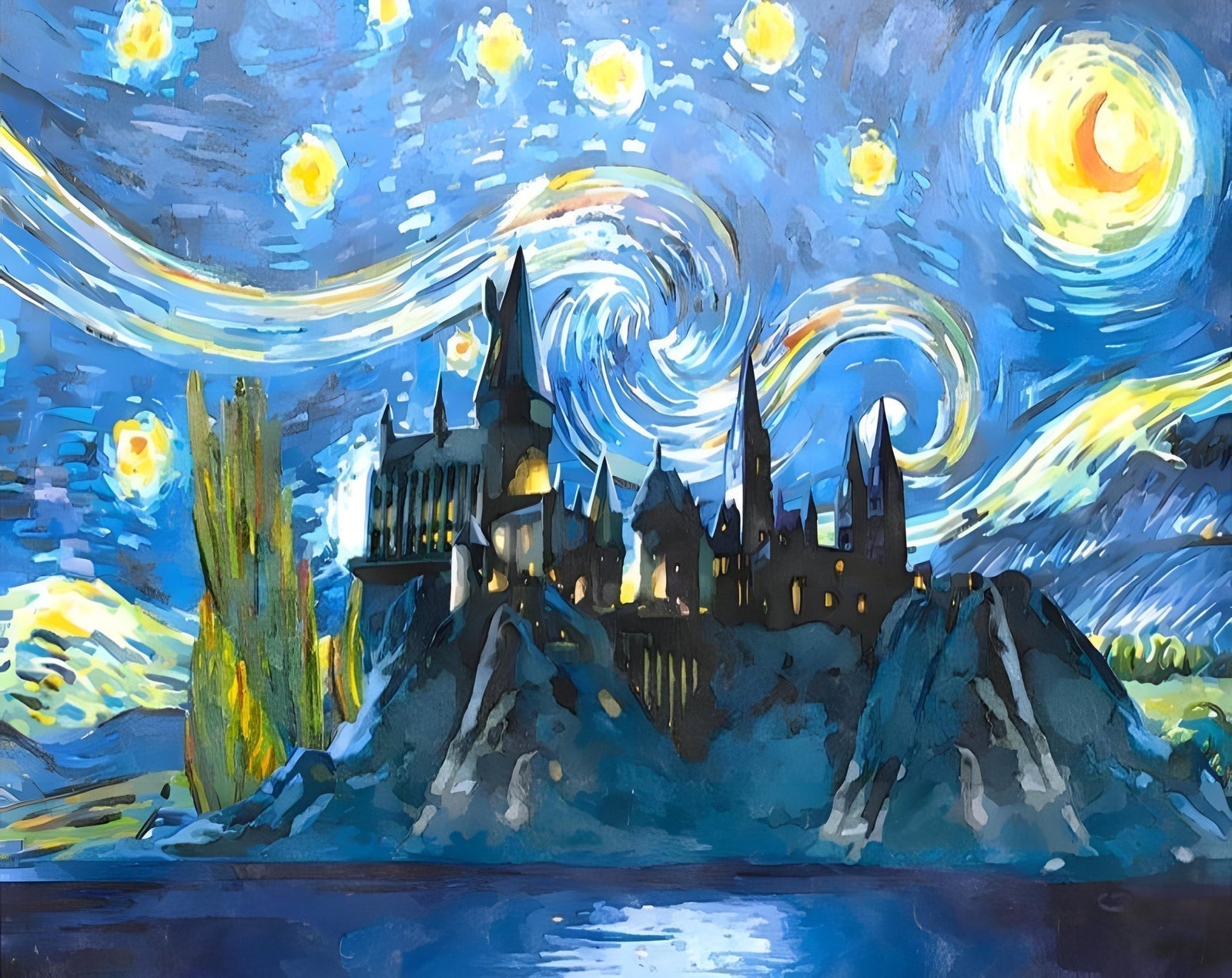 Paint by Numbers Kit - Harry Potter Hogwarts Van Gogh