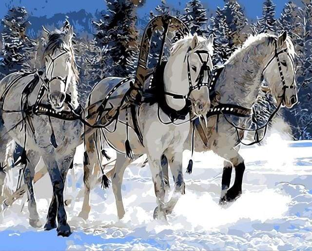 Paint by Numbers Kit - Horse ballad in the Snow