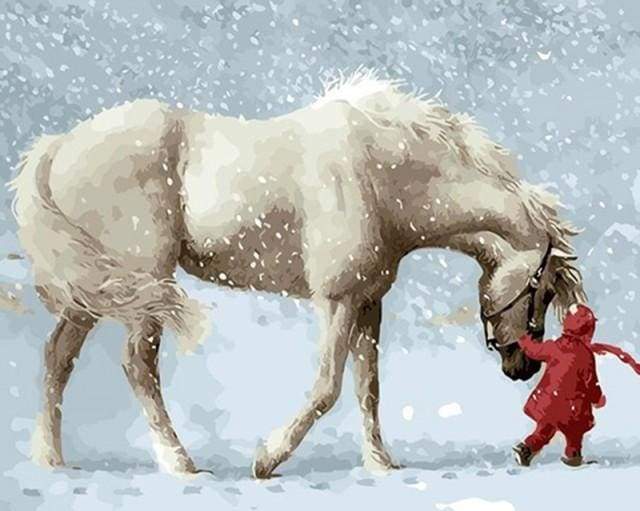 Paint by Numbers Kit - Horse in the Snow
