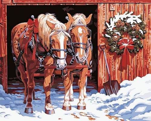 Paint by Numbers Kit - Horses in Winter