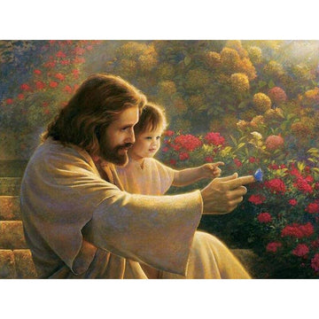 Diamond Paintings - Jesus and Baby With Flowers