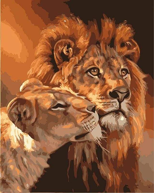 Paint by Numbers Kit - Lion and Lioness Couple