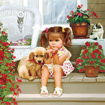 Diamond Paintings - Little Girl And Her Dog