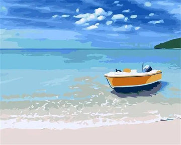 Paint by Numbers Kit - Lonely Boat In Seashore