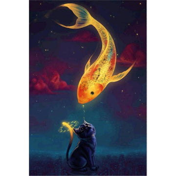 Diamond Paintings - Magic Fish And Black Cat