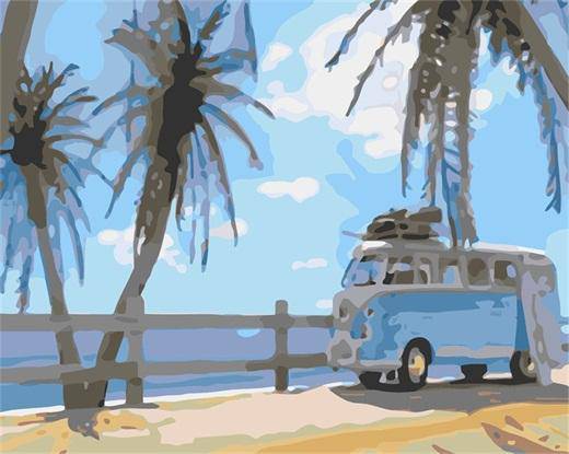Paint by Numbers Kit - Minibus Picnic in a Beach