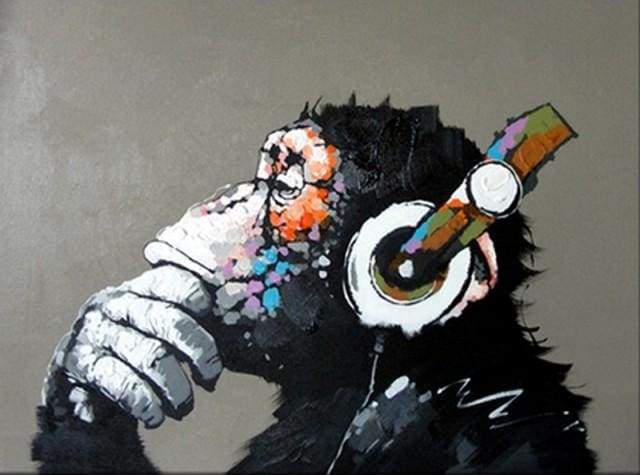 Paint by Numbers Kit - Monkey wearing headphones