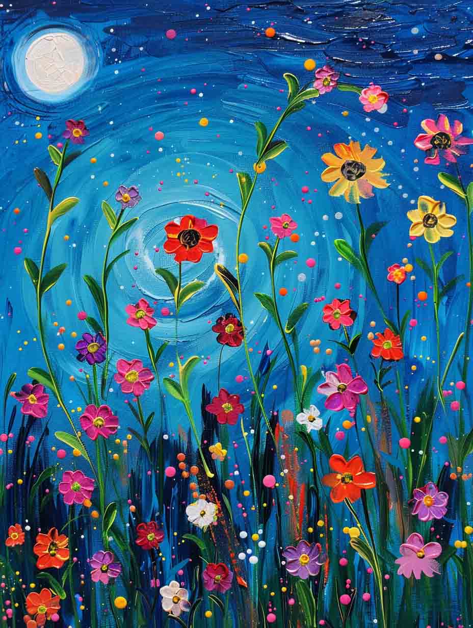 Paint by Numbers Kit - Moonlight Wildflowers