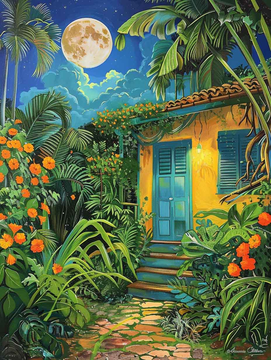 Paint by Numbers Kit - Moonlit Garden Blue Door