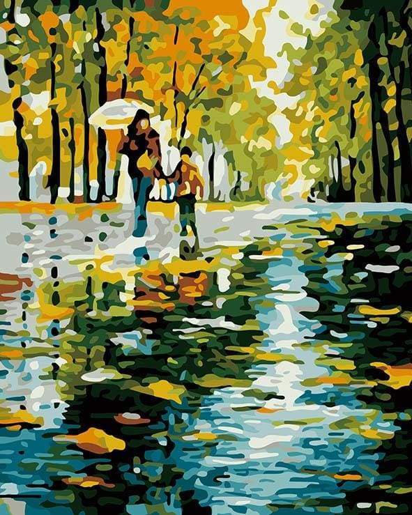 Paint by Numbers Kit - Mother And Son In The Rain