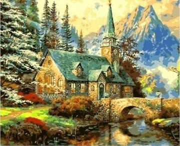 Paint by Numbers Kit - Old house near the Mountain