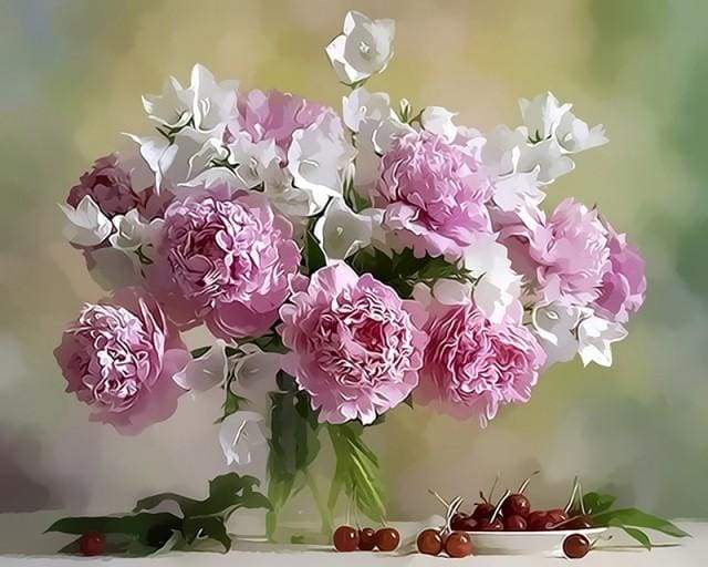 Paint by Numbers Kit - Peonies and Cherries