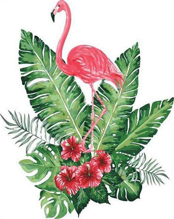 Paint by Numbers Kit - Pink Flamingo and Flowers