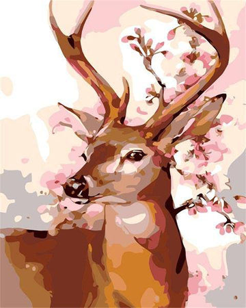 Paint by Numbers Kit - Pink Flower Beauty Deer