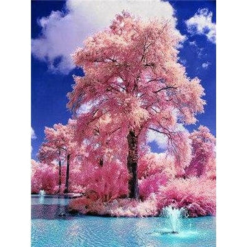 Diamond Paintings - Pink Tree In River