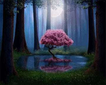 Paint by Numbers Kit - Pink Tree in the Water