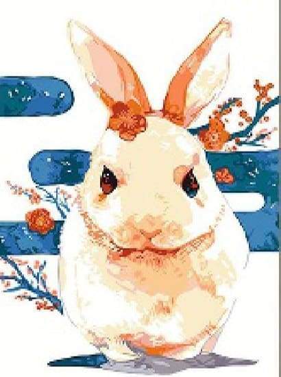 Paint by Numbers Kit - Rabbit with Flowers