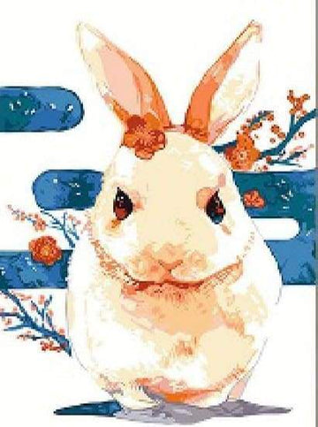 Paint by Numbers Kit - Rabbit with Flowers