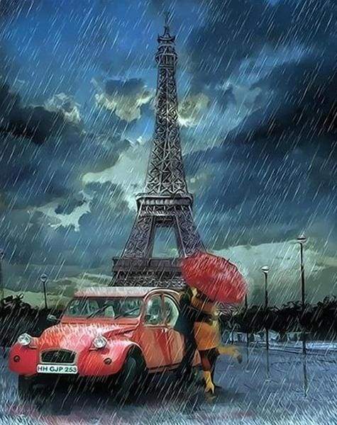 Paint by Numbers Kit - Rain and Romanticism Eiffel Tower
