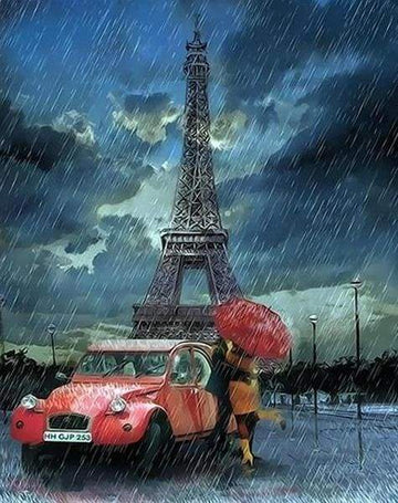 Paint by Numbers Kit - Rain and Romanticism Eiffel Tower