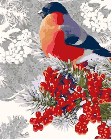Paint by Numbers Kit - Red Bird With Red Flowers