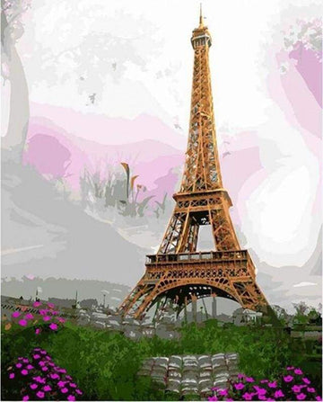 Paint by Numbers Kit - Romantic Eiffel Tower with Flowers