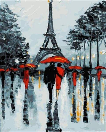 Paint by Numbers Kit - Romantic couples near the Eiffel Tower