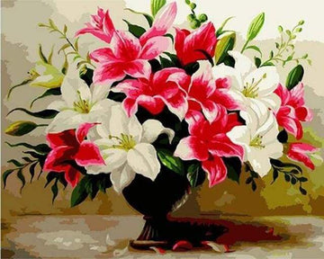 Paint by Numbers Kit - Roses and white lilies