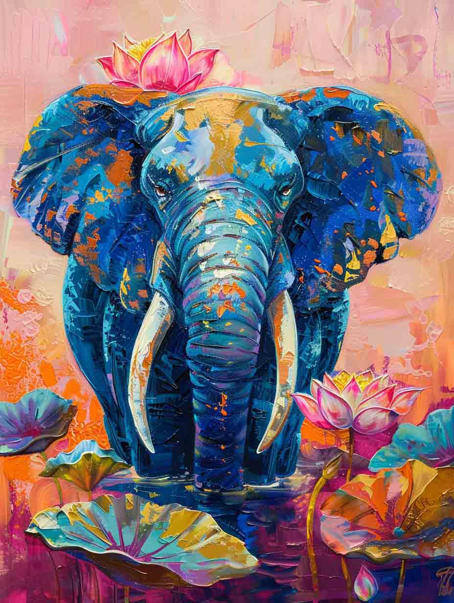 Paint by Numbers Kit - Royal Blue Elephant