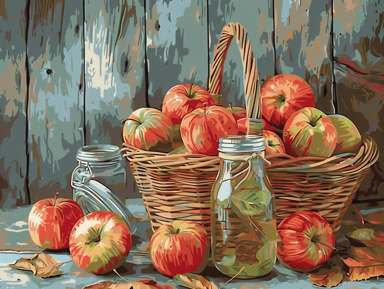 Paint by Numbers Kit - Rustic Apple Basket