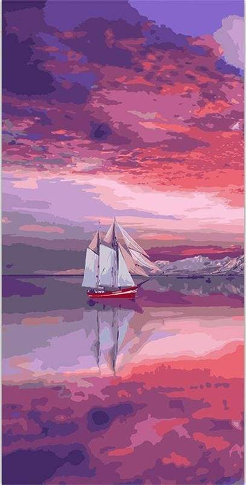 Paint by Numbers Kit - Sailboat Red Sea