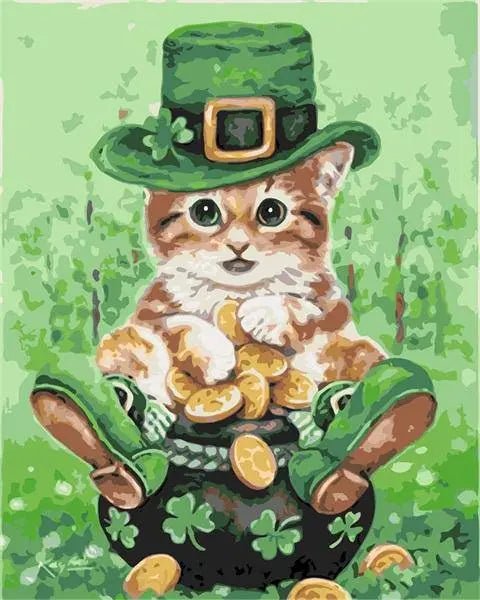Paint by Numbers Kit - Saint Patrick Cat