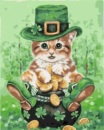 Paint by Numbers Kit - Saint Patrick Cat