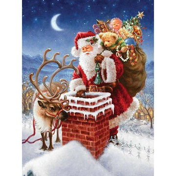 Diamond Paintings - Santa Gift Giving Through Chimney