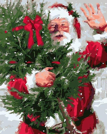 Paint by Numbers Kit - Santa and Christmas tree
