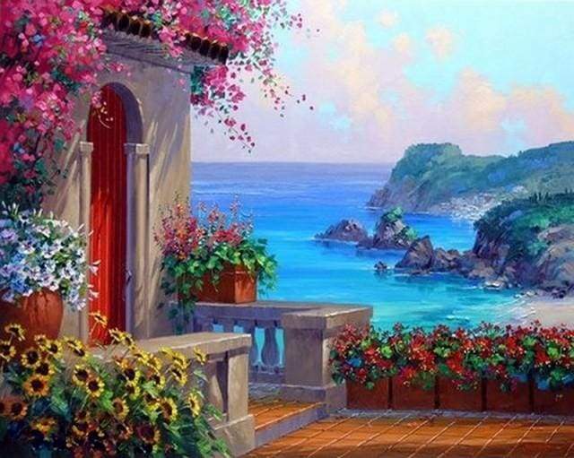 Paint by Numbers Kit - Seaside in Greece