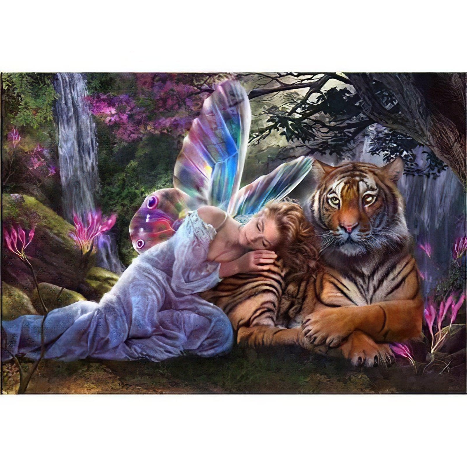Diamond Paintings - Sleeping Fairy And Tiger