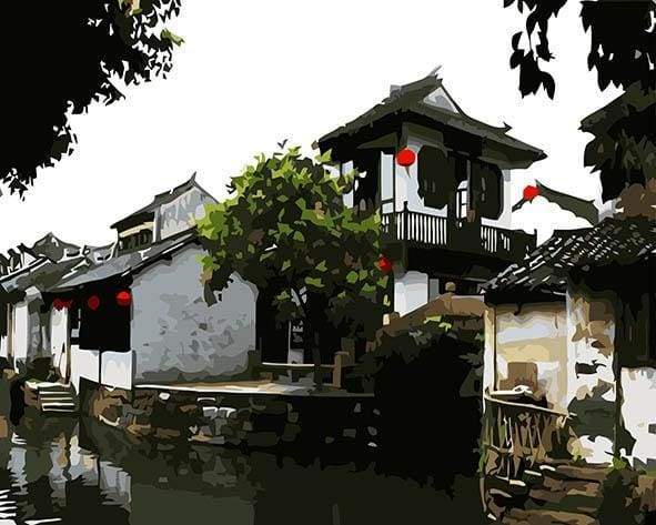 Paint by Numbers Kit - Small town in Japan