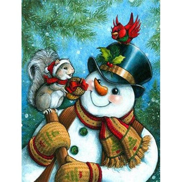 Diamond Paintings - Snowman and Rabbit