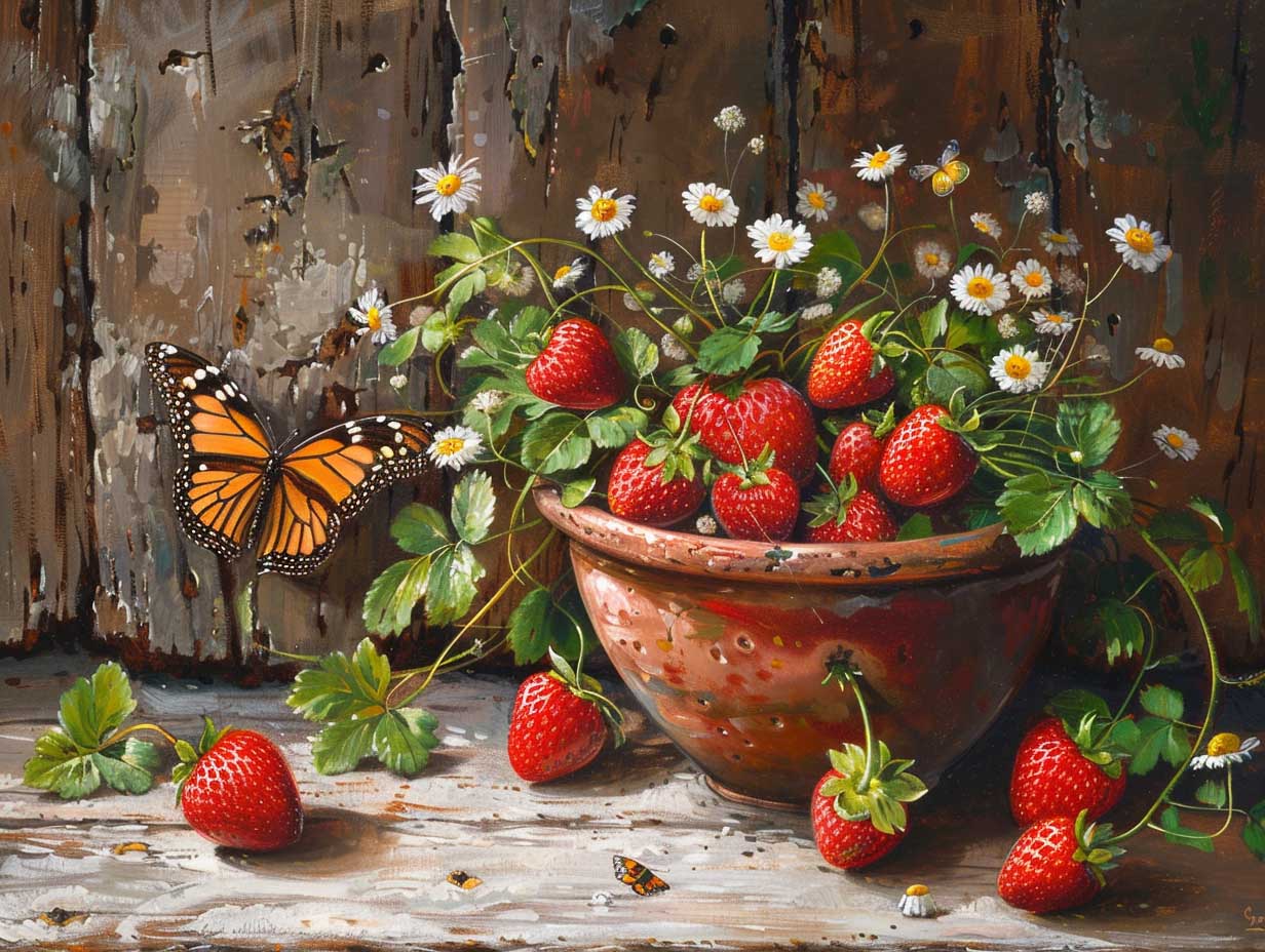 Paint by Numbers Kit - Strawberry Harvest