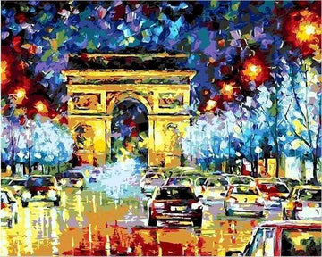 Paint by Numbers Kit - Street near Arc de Triomphe in Paris