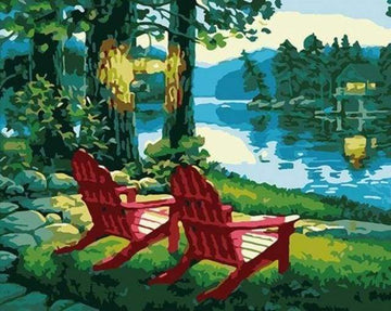 Paint by Numbers Kit - Sun Loungers on Lake