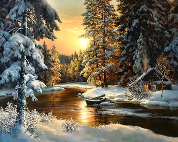 Paint by Numbers Kit - Sunrise Over A Snowy Landscape