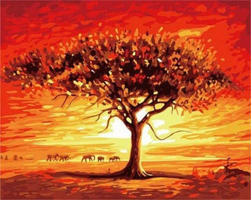 Paint by Numbers Kit - Sunset and Elephants