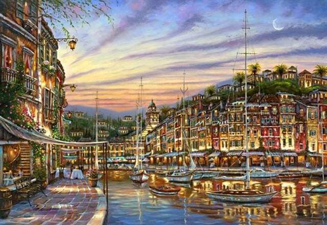 Paint by Numbers Kit - Sunset at The Marina